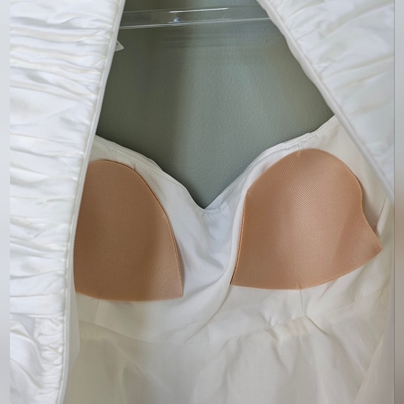 Watters Pavlova Ivory Square-Neck Puff-Sleeve Empire-Waist Taffeta Mini Dress, 8 - Picture 10 of 17